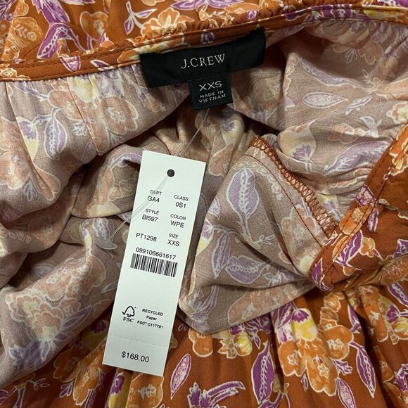 J Crew Tiered Maxi Dress Painted Block Print Size XXS Sleeveless New Floral - Picture 10 of 13